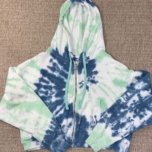 AEROPOSTALE Tie Dye Zip Crop Hooded Jacket